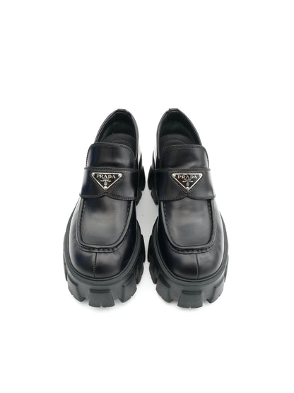 NEW Prada Chunky Black Loafers Leather Women&