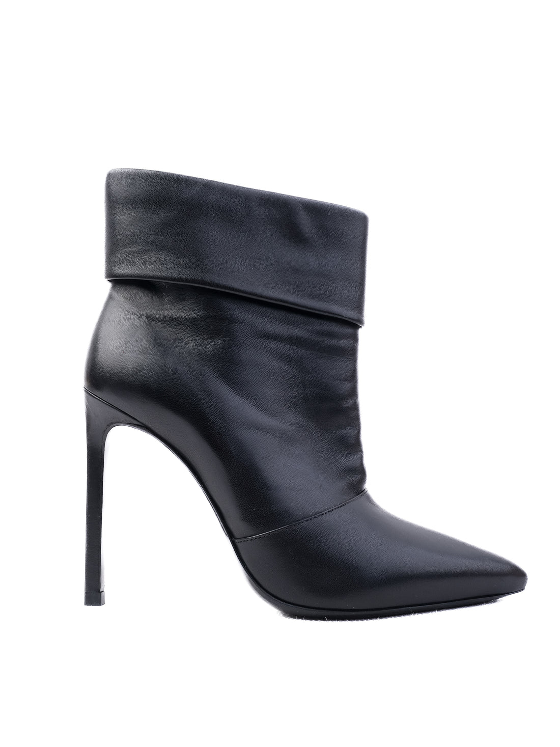 NEW Saint Laurent Black Leather High-Heeled Ankle Boots Size 35