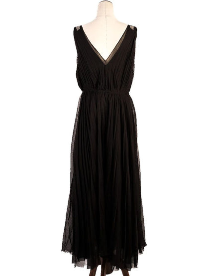 Excellent Fabiana Filippi Black Sleeveless Dress V-Neck Size N/A