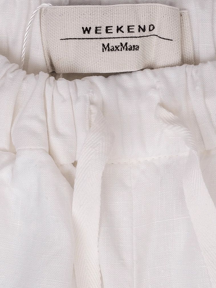 Excellent Weekend MaxMara White Wide-Leg Pants Size S Lino