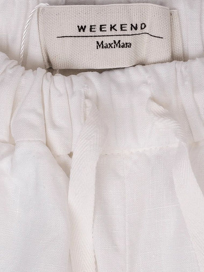Excellent Weekend MaxMara White Wide-Leg Pants Size S Lino
