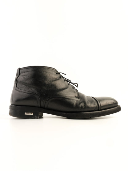 Excellent Baldinini Black Leather Ankle Boots Size 43.5 with Laces and Zipper