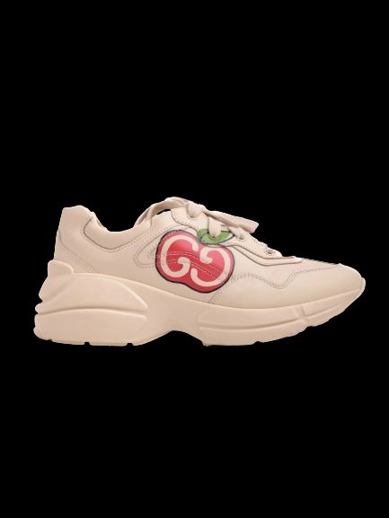 Good Gucci Leather Sneakers White Cherry Design Size 31.5 for Kids