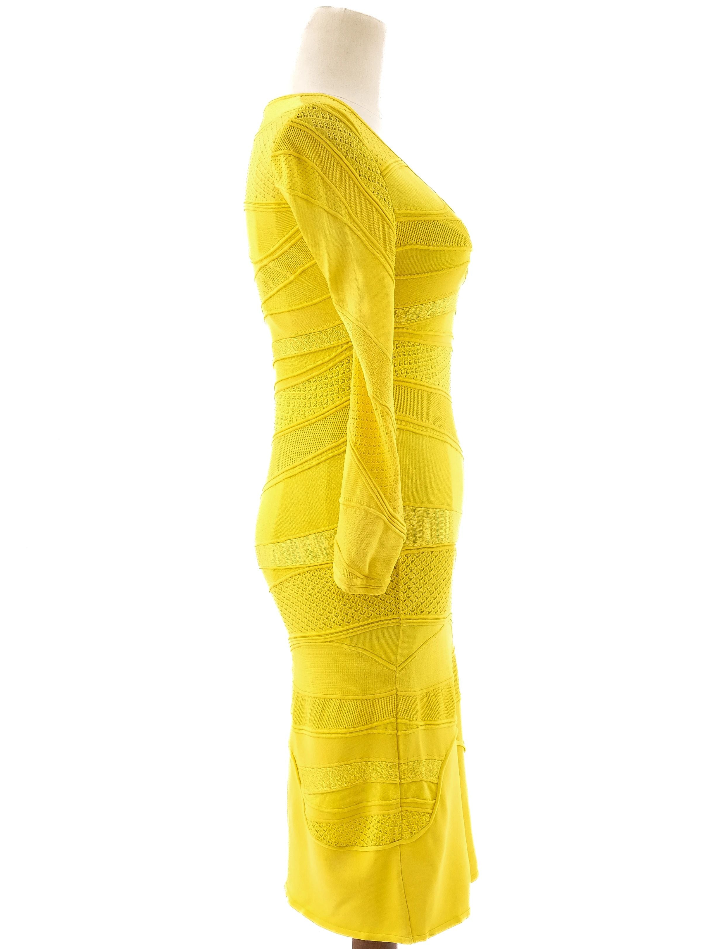 Excellent Roberto Cavalli Yellow Bodycon Dress Size S