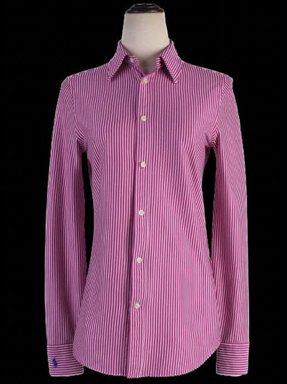 Excellent Polo Ralph Lauren Pink Striped Cotton Shirt Size S