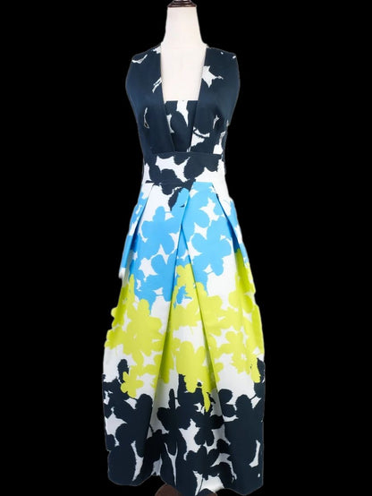 Excellent Milly Sleeveless Floral Dress Deep V Neckline Size N/A
