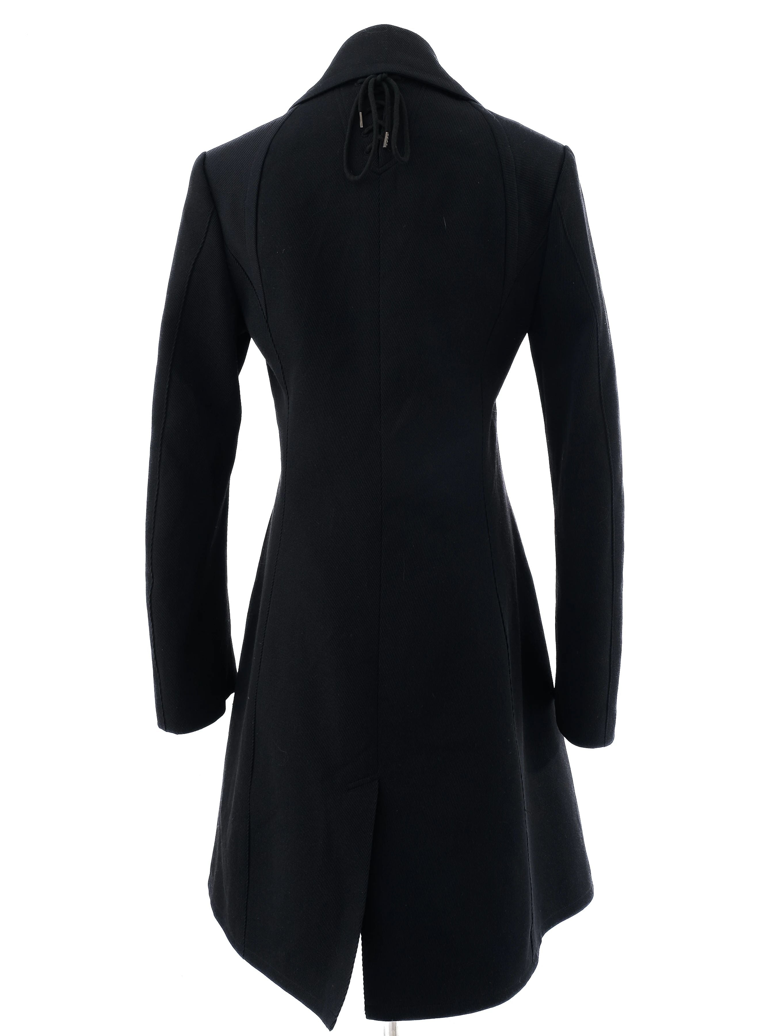Excellent Alexander McQueen Black Wool Double-Breasted Coat Size M
