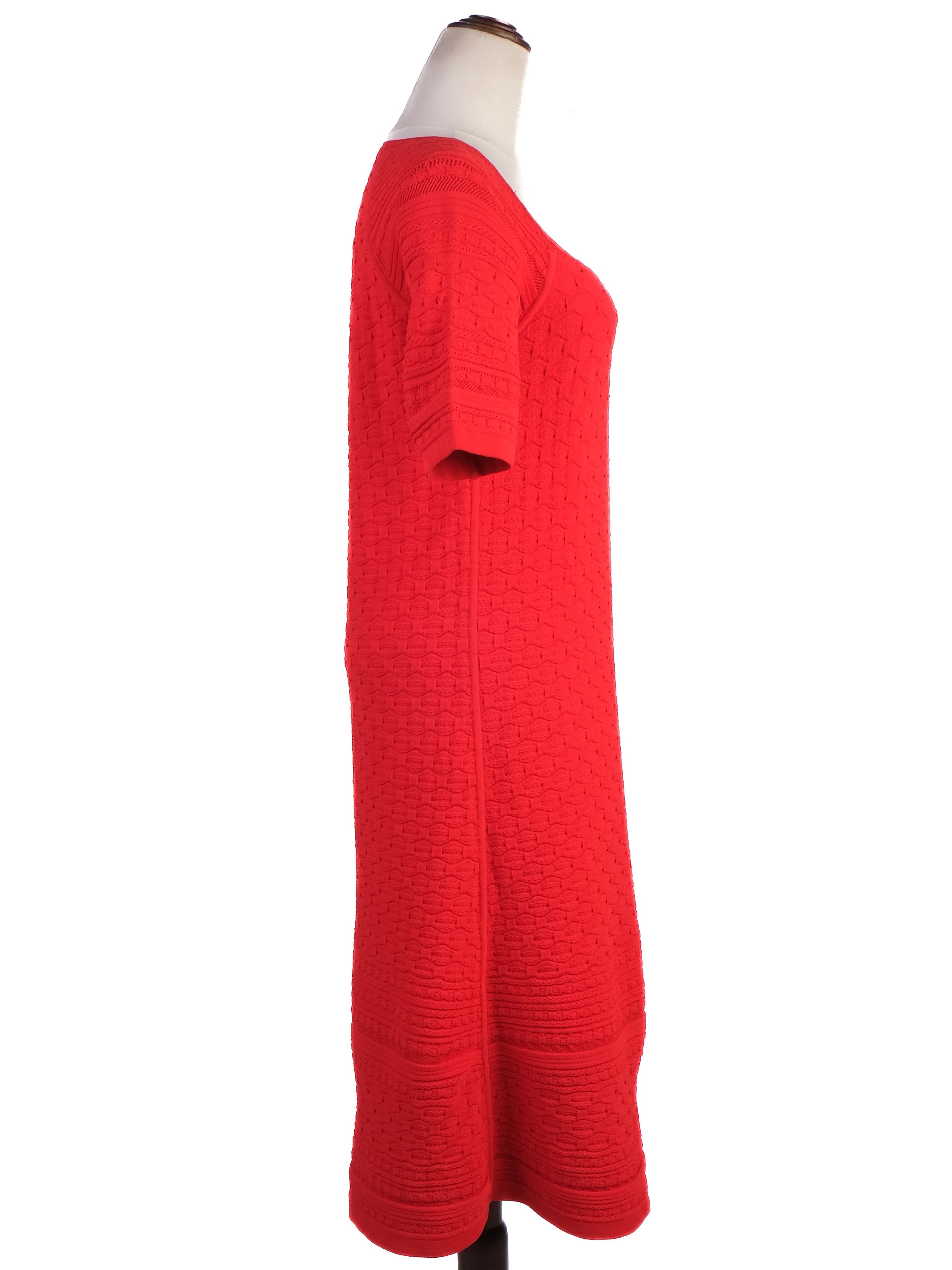 Excellent Vicedomini Red Knit Dress Size L Short Sleeves