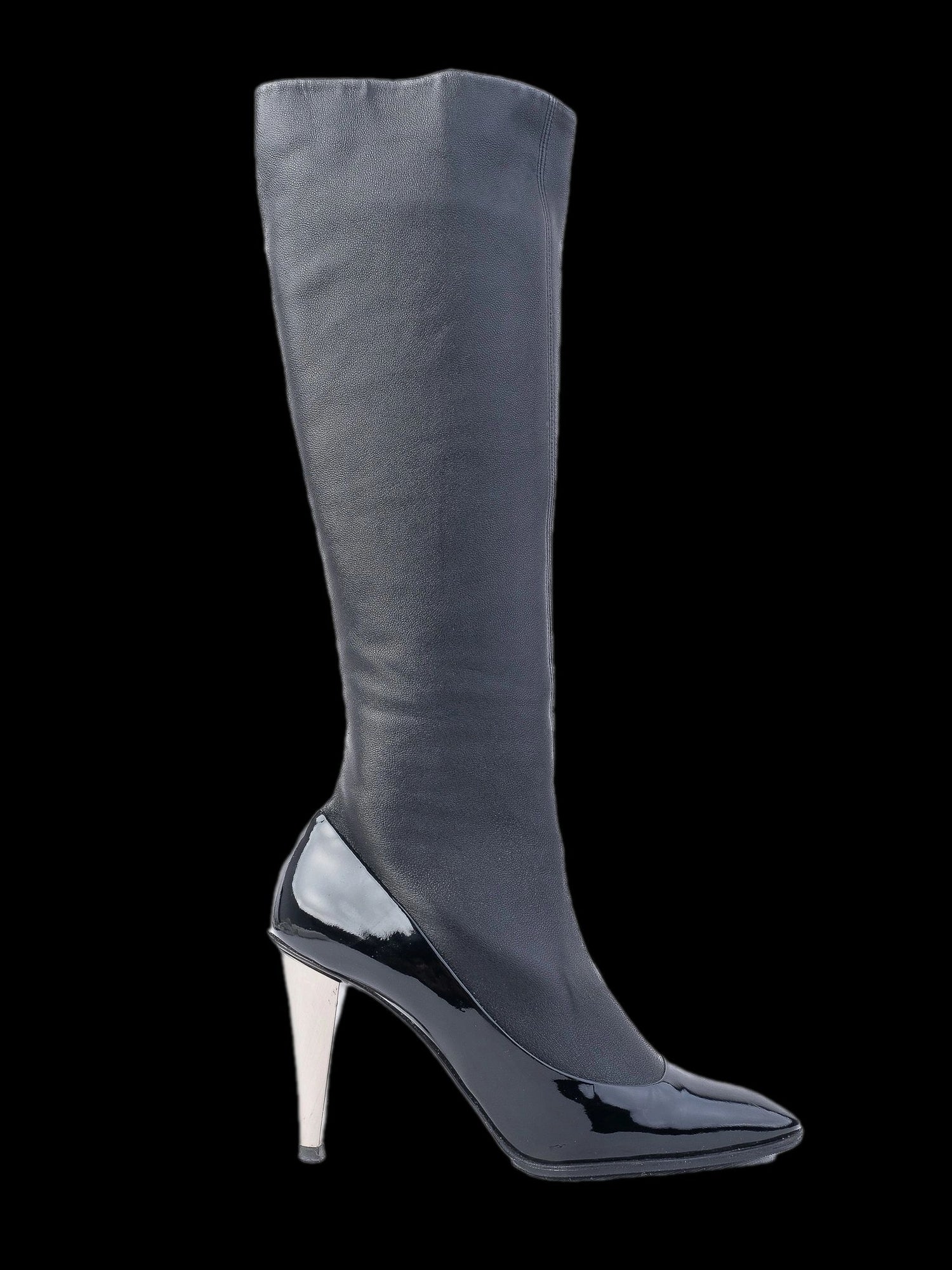 Excellent Giuseppe Zanotti Black Leather Knee-High Boots Size 36.5
