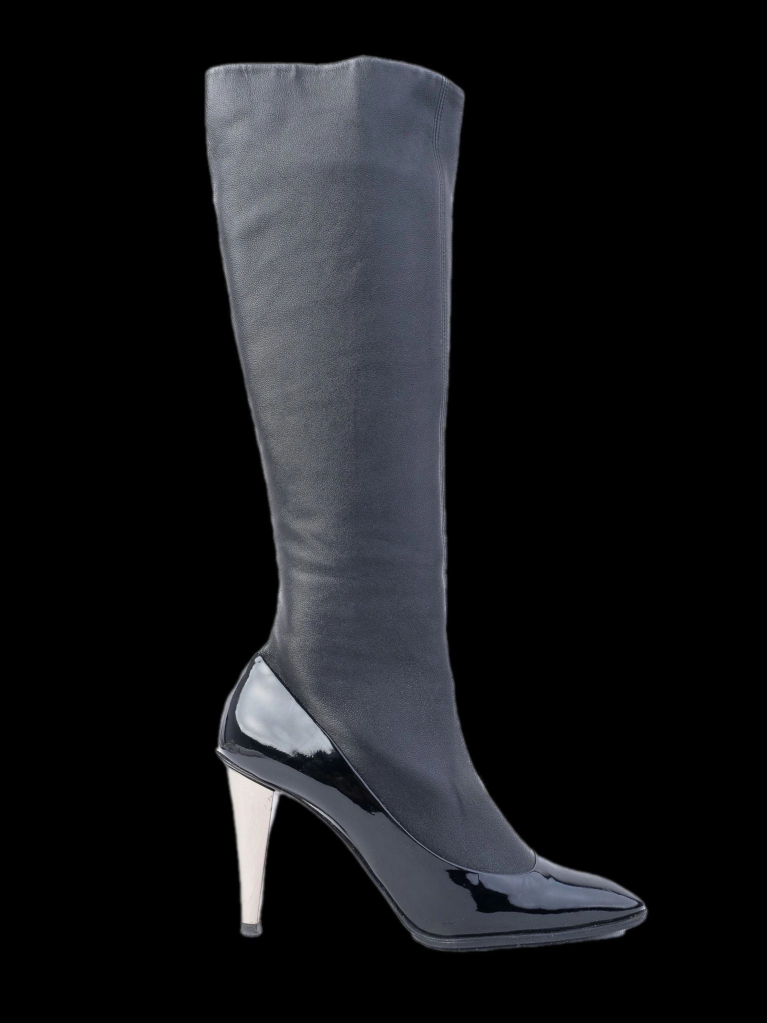 Excellent Giuseppe Zanotti Black Leather Knee-High Boots Size 36.5