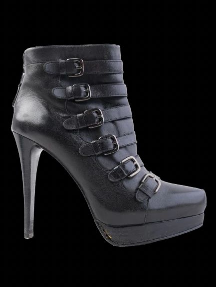 Excellent Stuart Weitzman Black Leather High-Heeled Ankle Boots Size 38