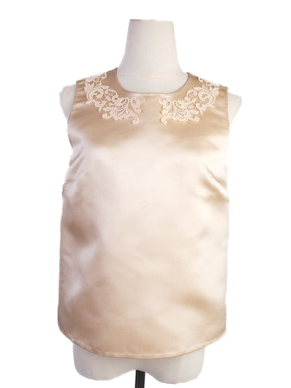 Excellent Dolce Gabbana White Silk Lace Top Skirt Set Women S