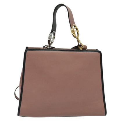 Fendi Runaway Small Hand Bag Leather 2way Pink Gold Auth