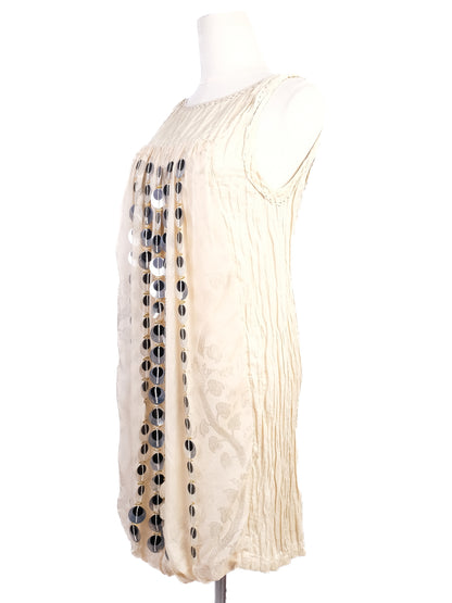 Excellent Alberta Ferretti Red Silk Dress Size M with Embellishments