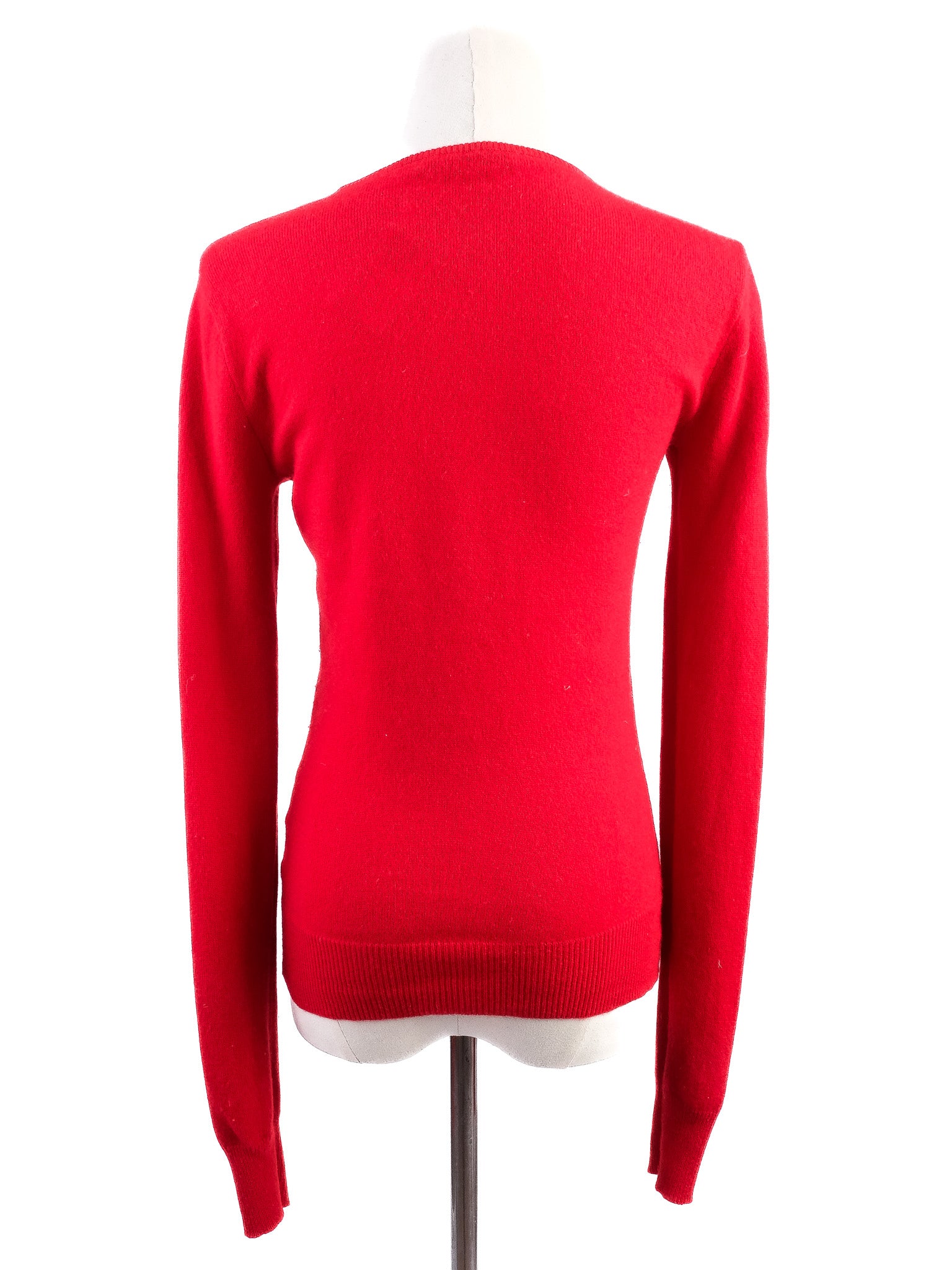 Excellent Ralph Lauren Red Cashmere Sweater Size S with Embroidery