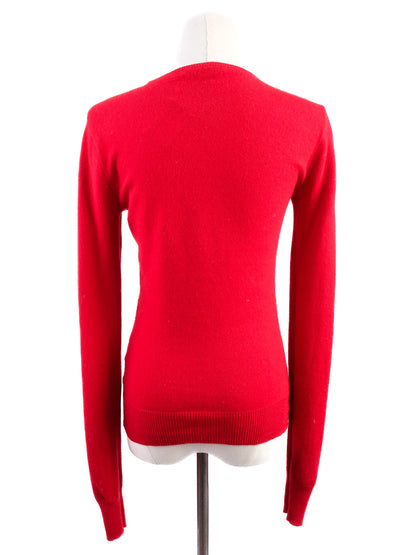 Excellent Ralph Lauren Red Cashmere Sweater Size S with Embroidery