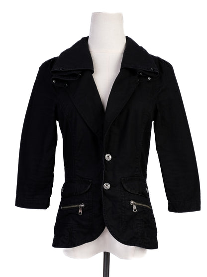 Excellent Diesel Black Cotton Jacket Size S with Tailored Fit