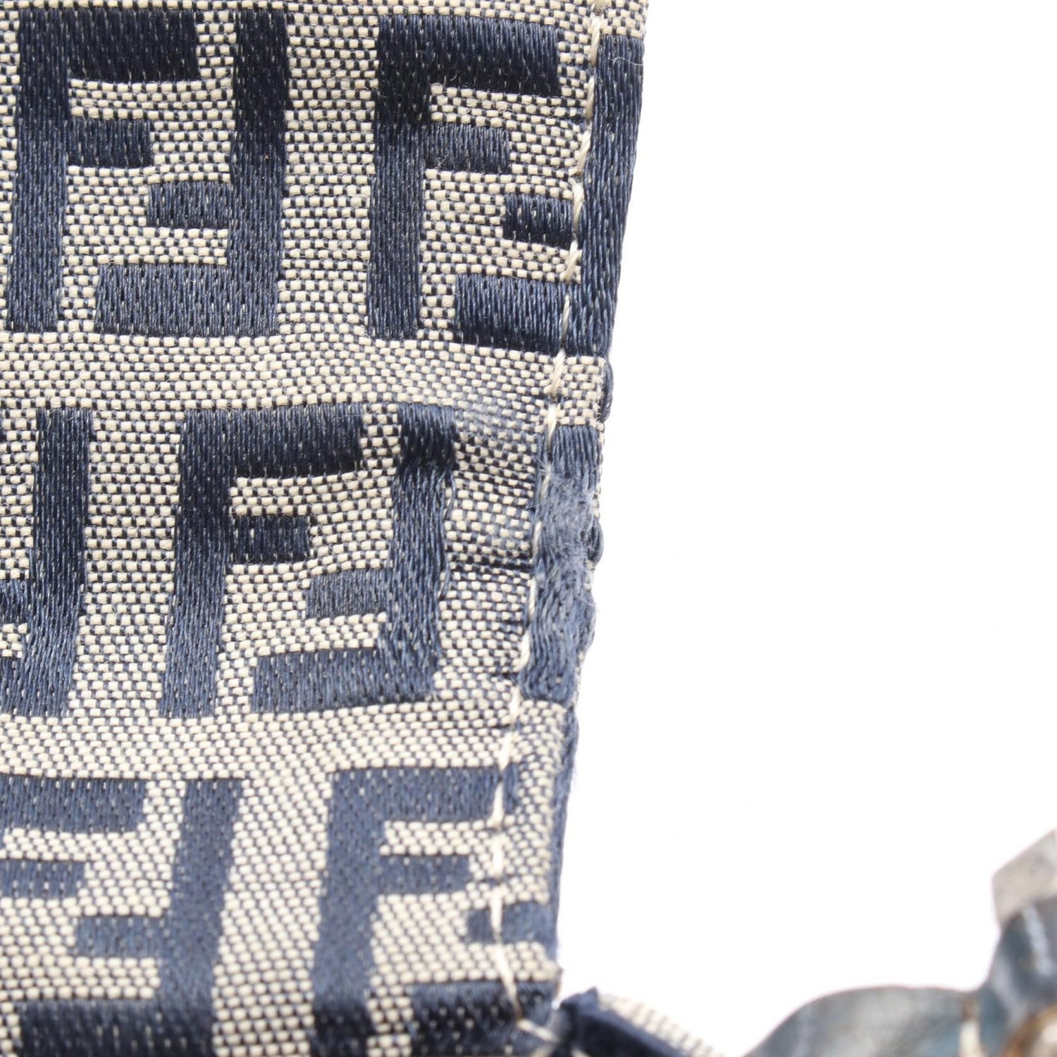 Fendi Zucchino Handbag Navy Gray Canvas 16464