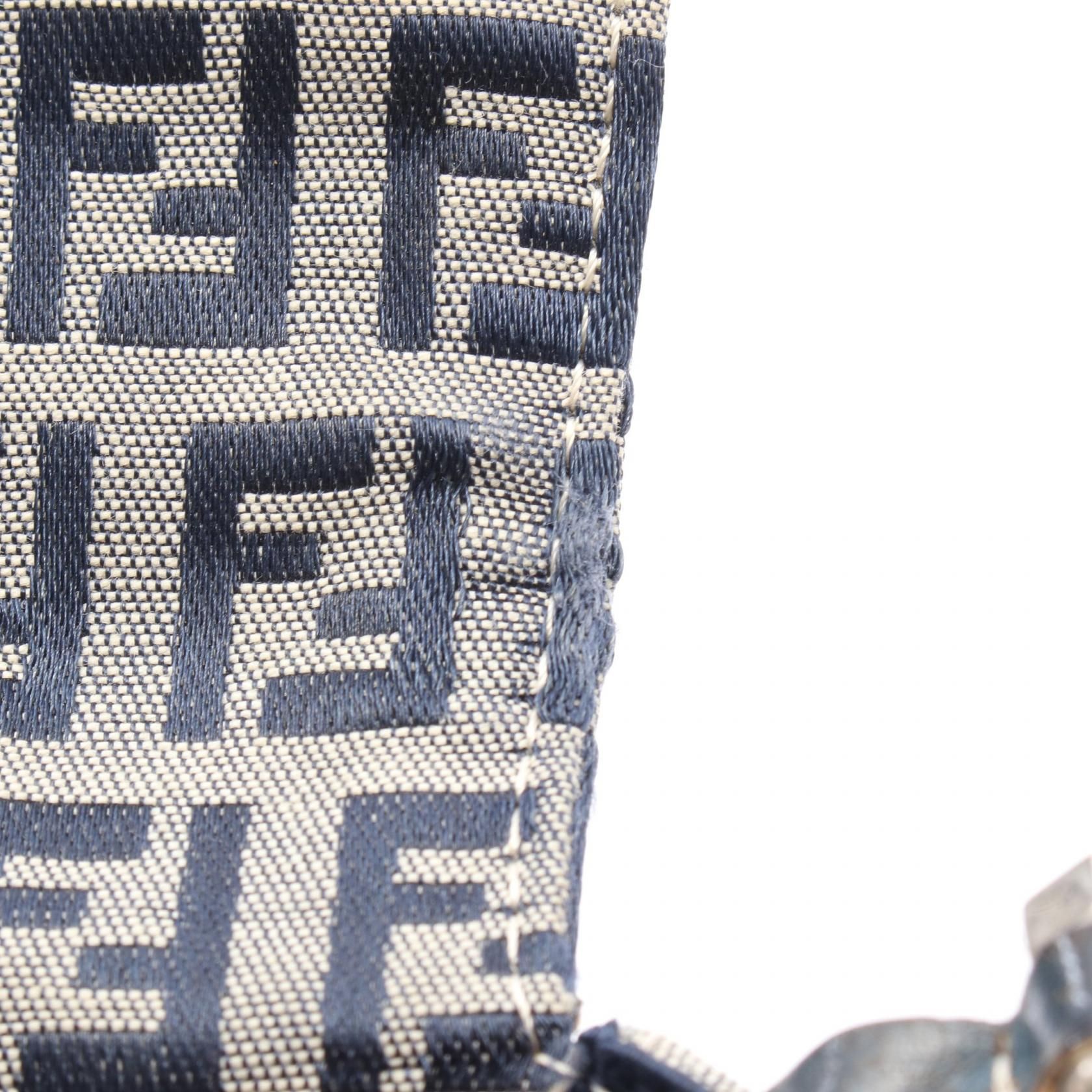 Fendi Zucchino Handbag Navy Gray Canvas 16464