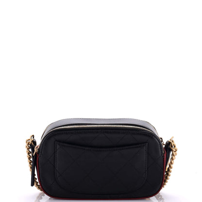 Chanel Button Up Camera Case Quilted Calfskin With Grosgrain Mini