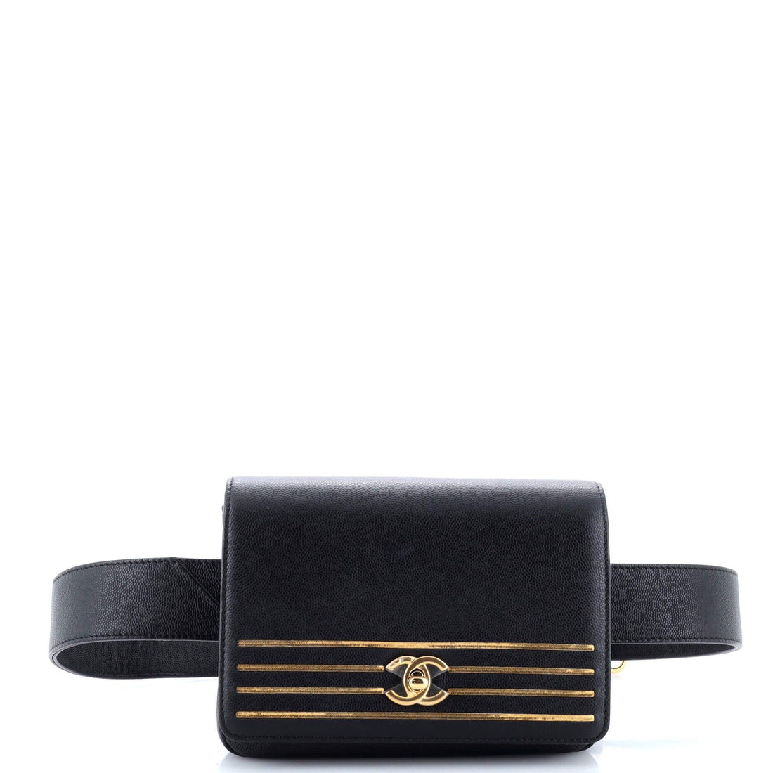 Chanel Captain Gold Waist Bag Embroidered Caviar Medium