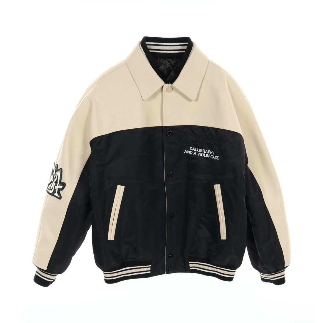 Louis Vuitton Leather And Nylon Blouson With Signature Logo Black Beige Stajan Rm 241m Bqv Hql 02e