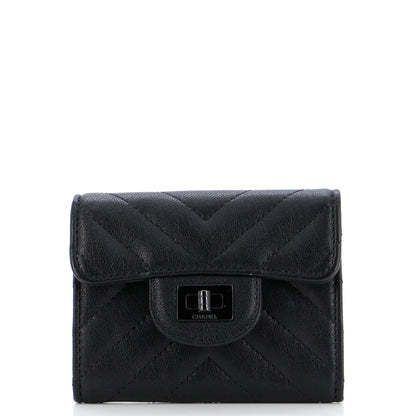 Chanel So Black Reissue Compact Wallet Chevron Aged Calfskin
