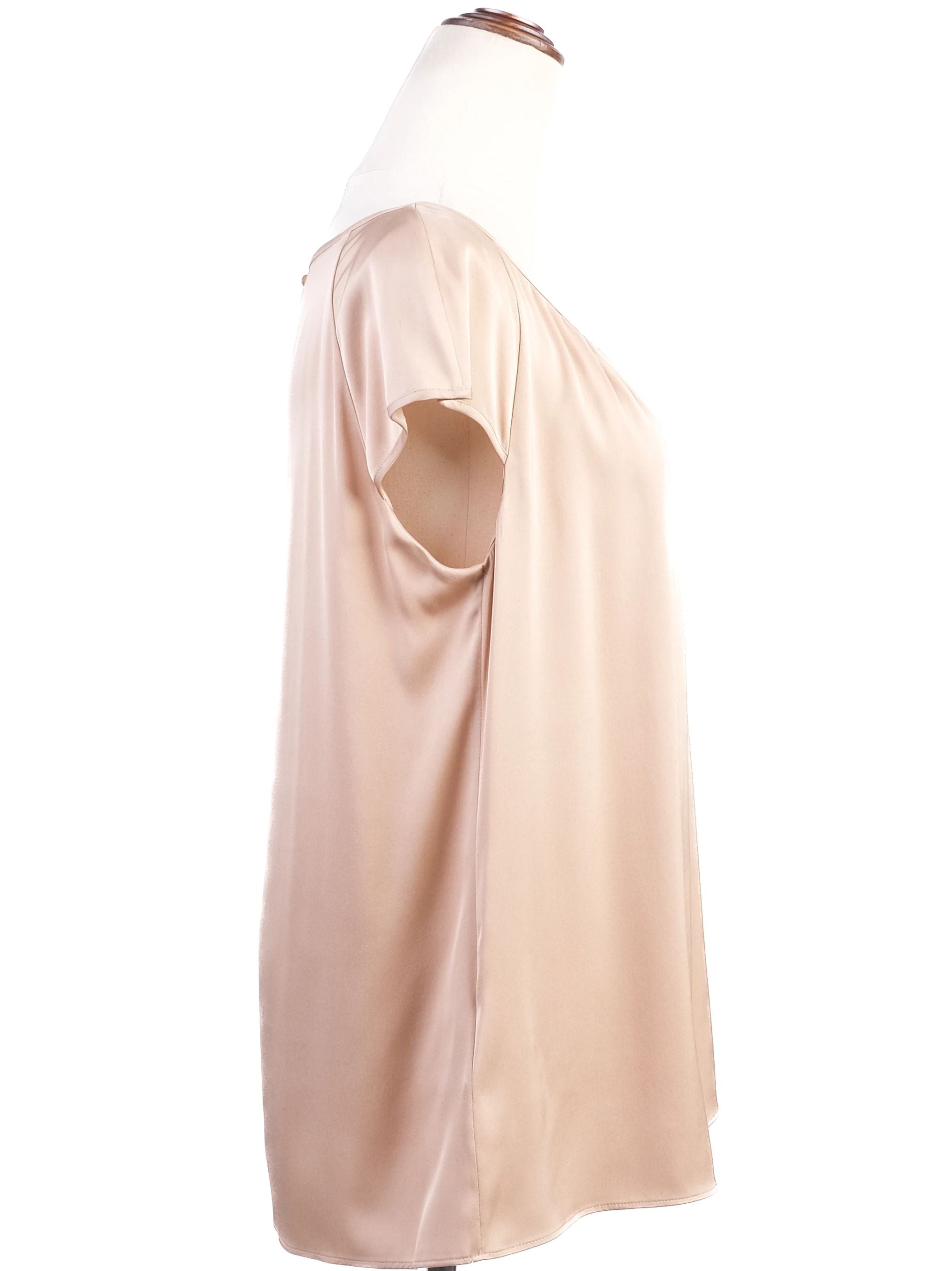 Excellent Hugo White Silk Blouse Size L Short Sleeve Flowy Top