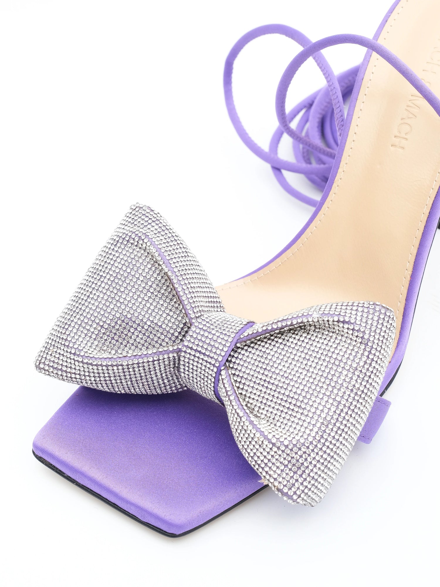 Excellent Purple High-Heeled Sandals with Bow, Size 39 Women