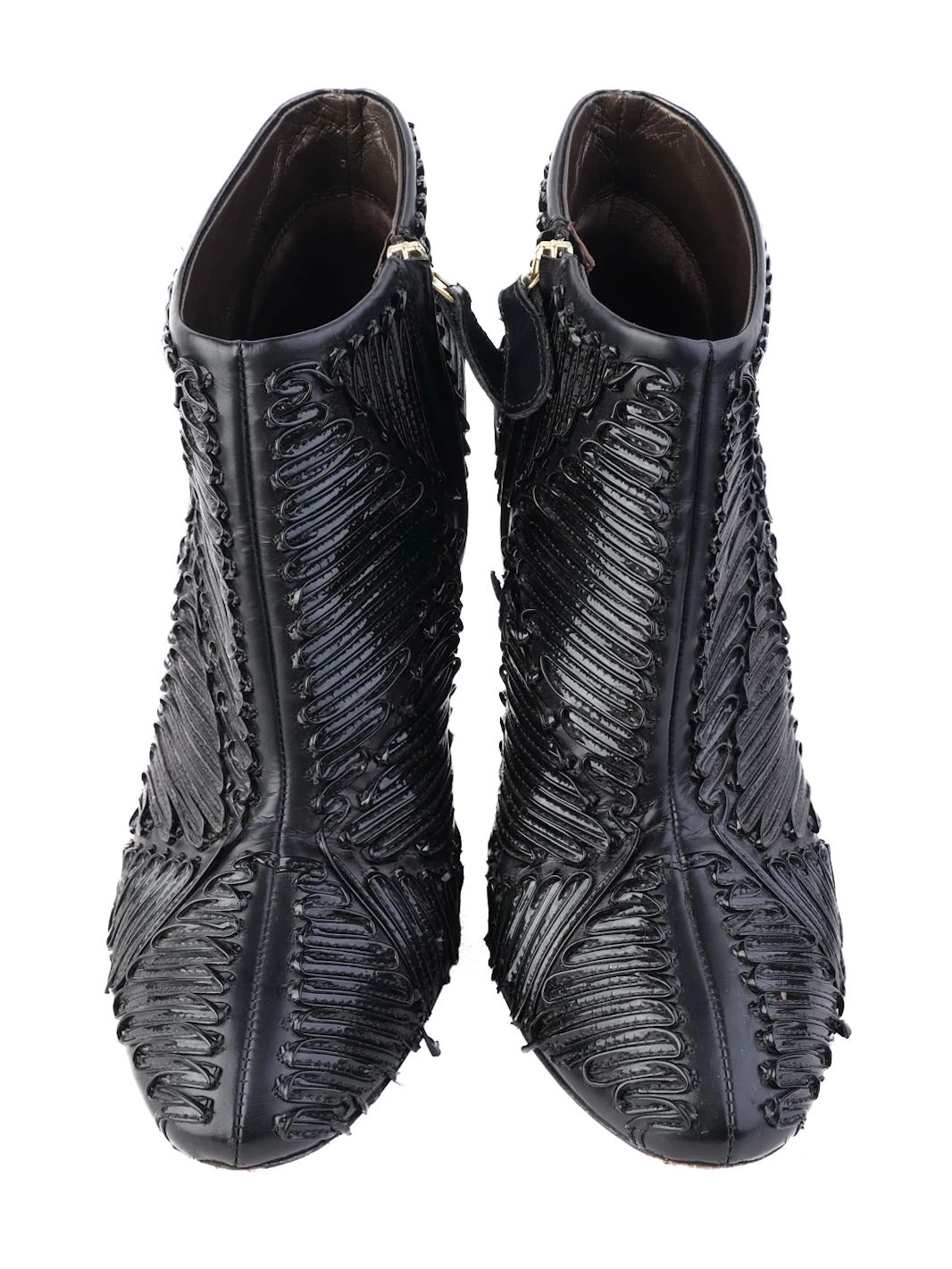 Excellent Roberto Cavalli Black Leather High-Heeled Ankle Boots Size 37.5