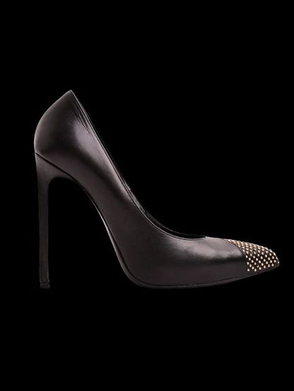 Good Yves Saint Laurent Black Leather High-Heeled Shoes Size 36.5