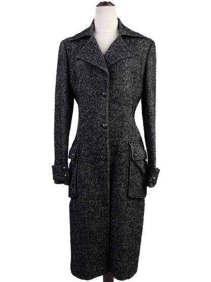 Excellent GF Ferre Gray Wool Coat Size S with Button-Up Front