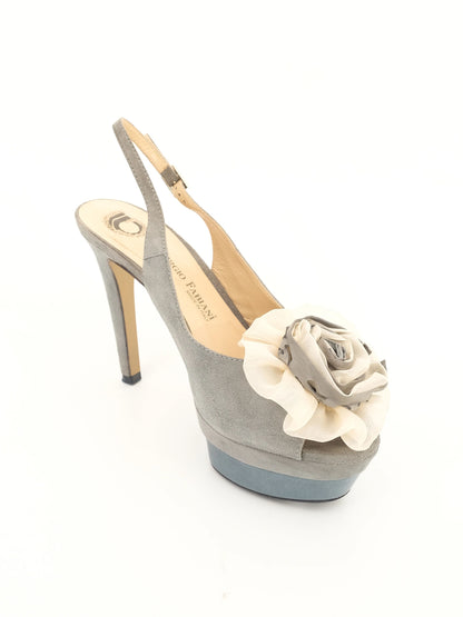 Excellent Giorgio Fabiani Blue Leather High-Heeled Shoes Size 37