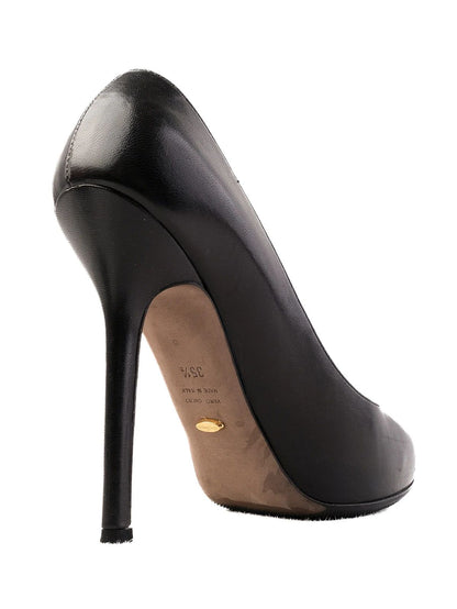 Excellent Sergio Rossi Black Leather High-Heeled Pumps Size 35.5