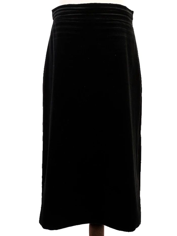 Escada Black Velvet Long Skirt Pleated Size L Excellent Condition