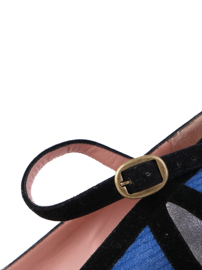 Excellent Marc Jacobs Blue Fabric High-Heeled Mary Jane Shoes Size 40