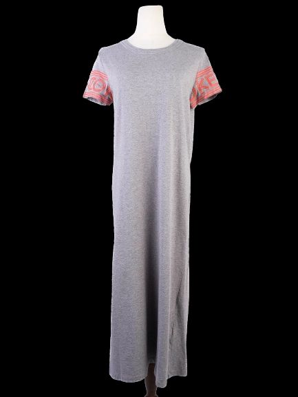 Excellent Kenzo Gray Cotton Dress with Colorful Pattern Size M