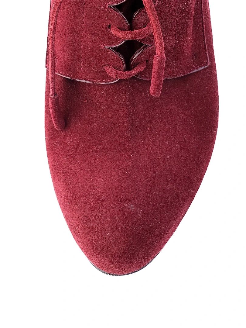 Gianvito Rossi Red Genuine Suede Lace-Up Ankle Boots Size 38.5