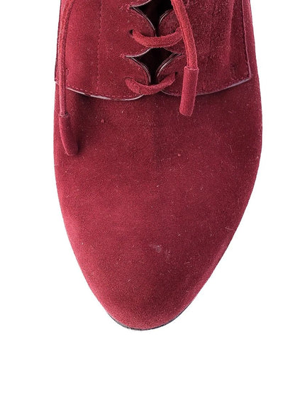 Gianvito Rossi Red Genuine Suede Lace-Up Ankle Boots Size 38.5