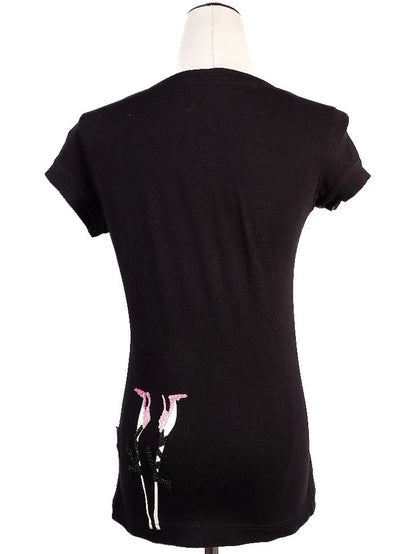 Excellent Patrizia Pepe Black T-Shirt Size S with Unique Design