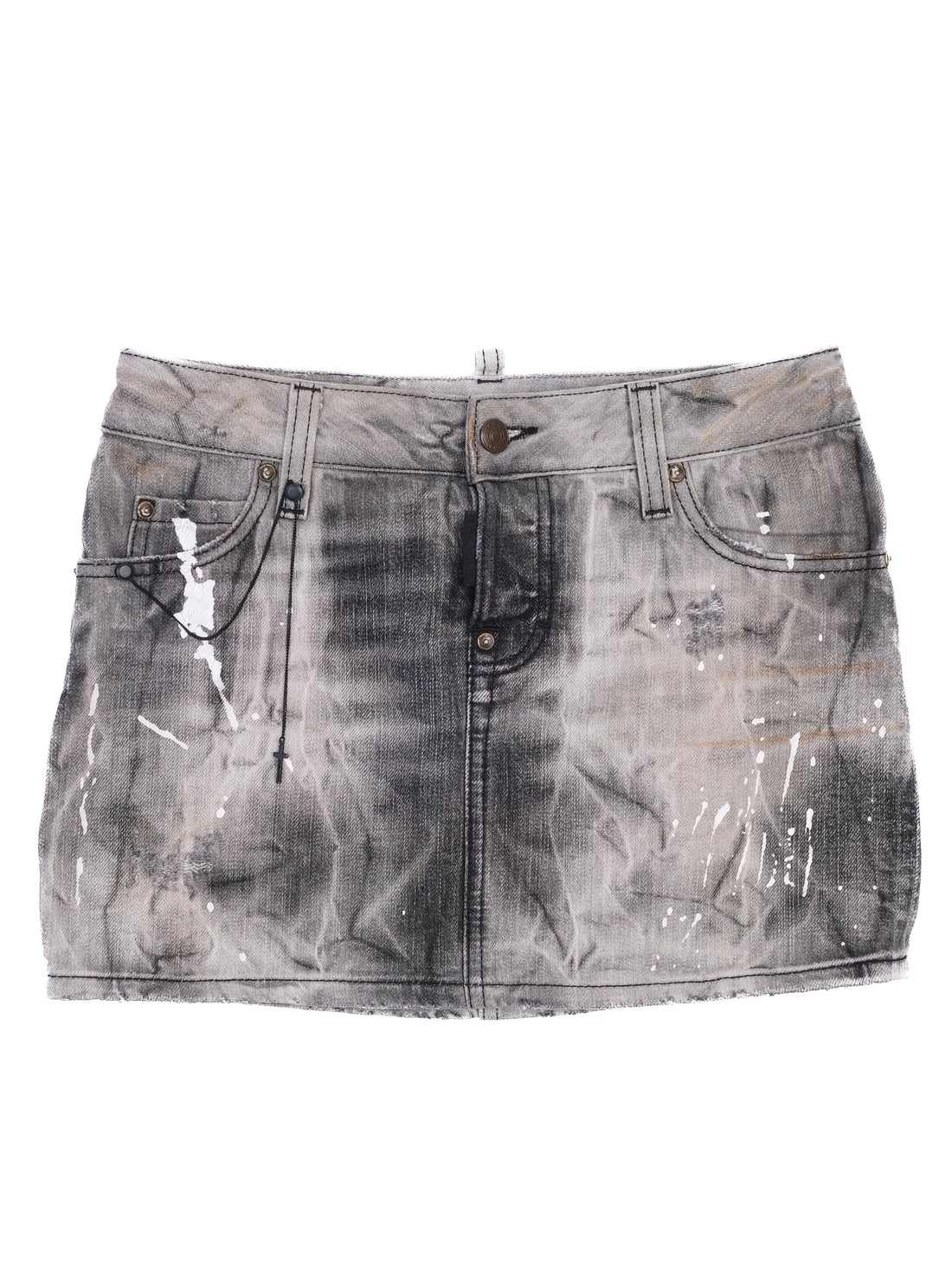 Excellent Dsquared2 Gray Distressed Denim Mini Skirt Women Size N/A