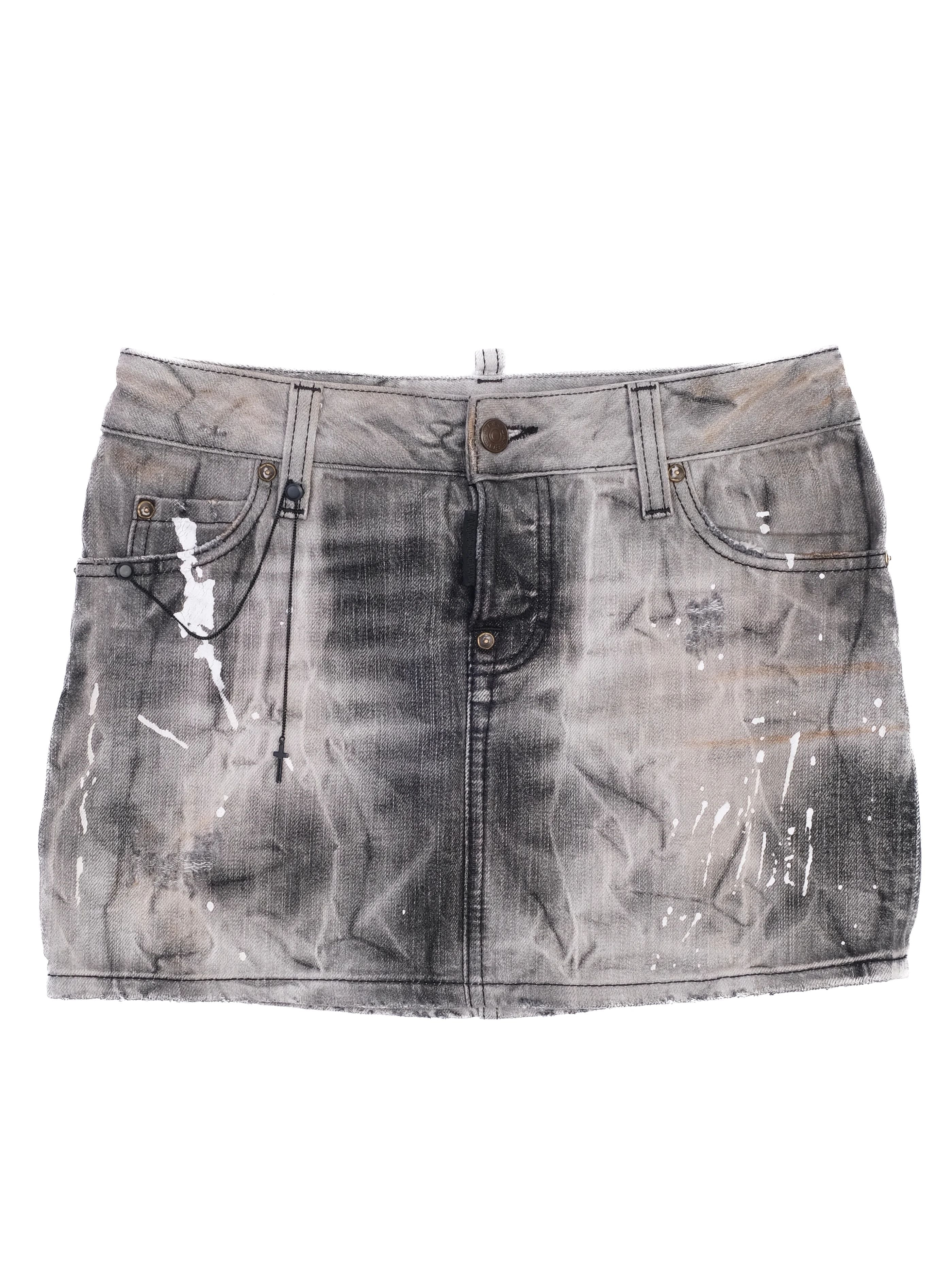 Excellent Dsquared2 Gray Distressed Denim Mini Skirt Women Size N/A