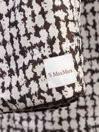 Excellent Max Mara Quilted Beige Coat with Hood &amp; Patterned Lining