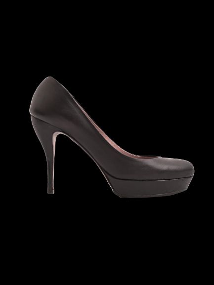 Good Condition Gucci Black Leather High-Heeled Shoes for Women