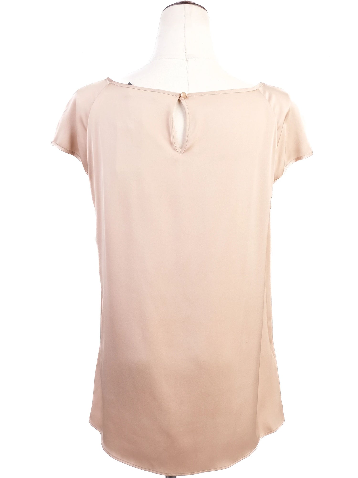 Excellent Hugo White Silk Blouse Size L Short Sleeve Flowy Top