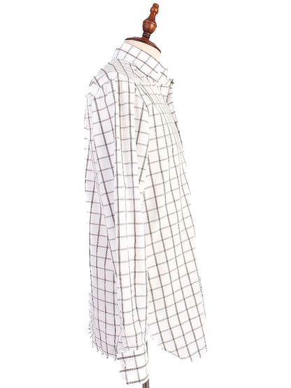 Perfect Isaia White Cotton Checkered Shirt Size L for Men