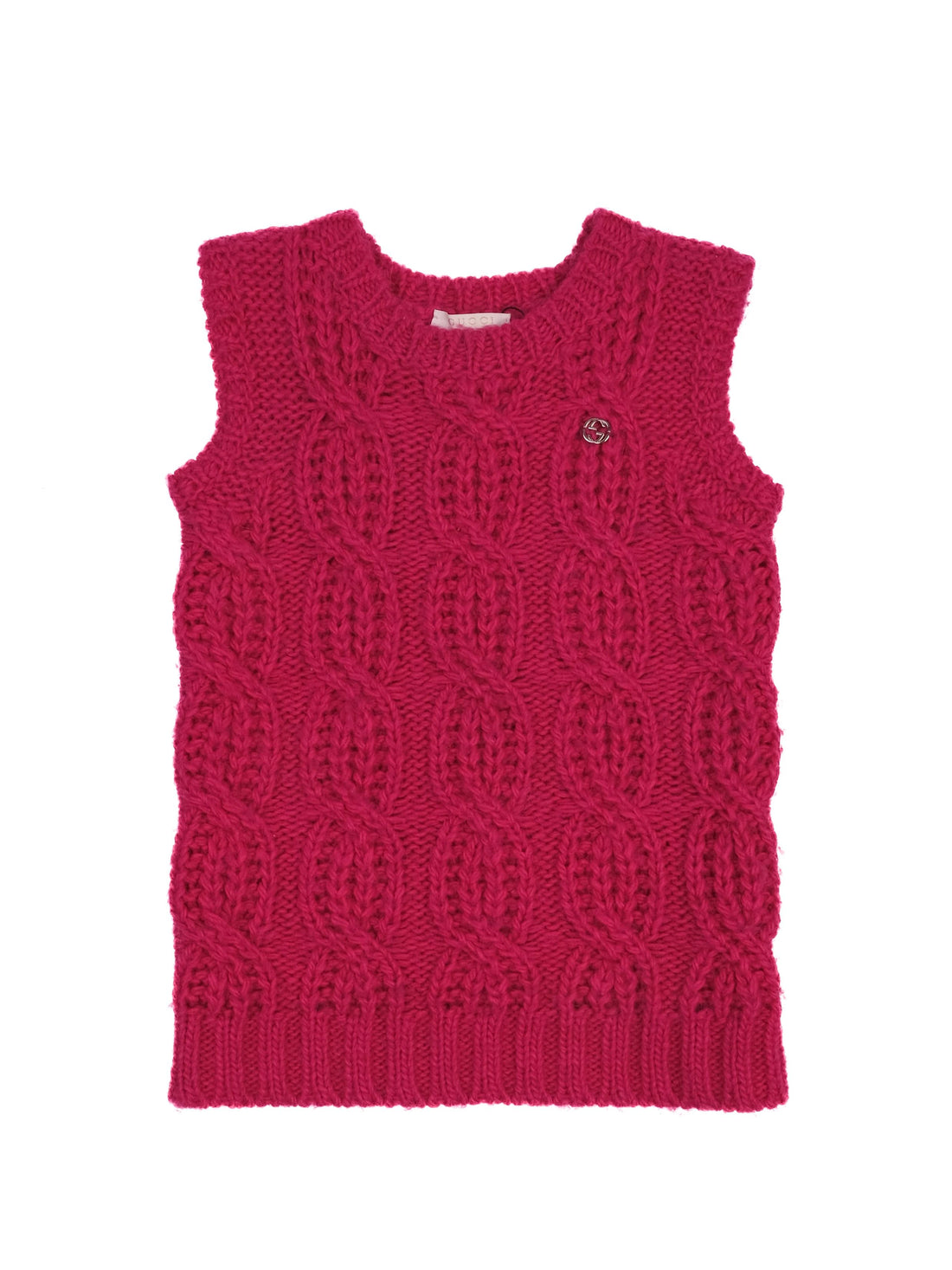 Excellent Gucci Pink Wool Cable Knit Vest for Kids Size 12/18