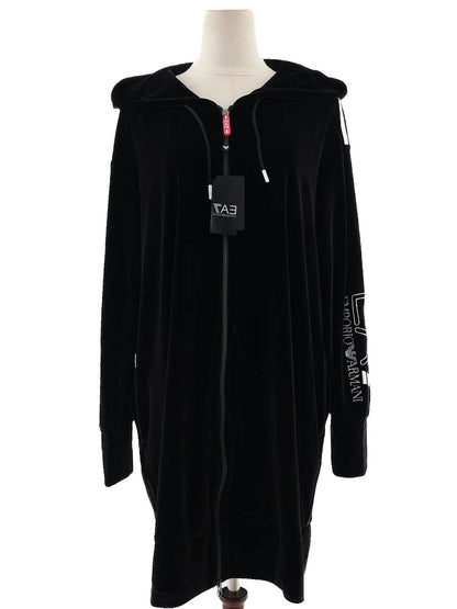 NEW Emporio Armani Black Hooded Zip-Up Coat Size XL