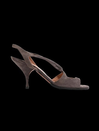 Excellent Alaia Gray Leather High-Heeled Open-Toe Shoes Size 38