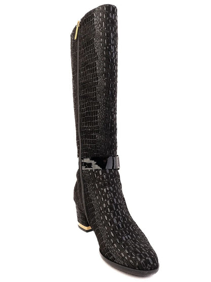 Excellent Renzoni Black Leather Knee-High Boots Size 36.5